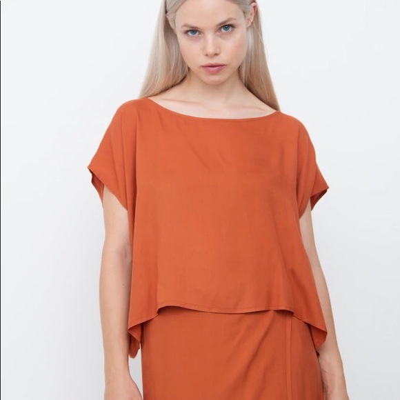 JESSE KAMM Terracota rate wrap skirt set box top M/L - Picture 5 of 13